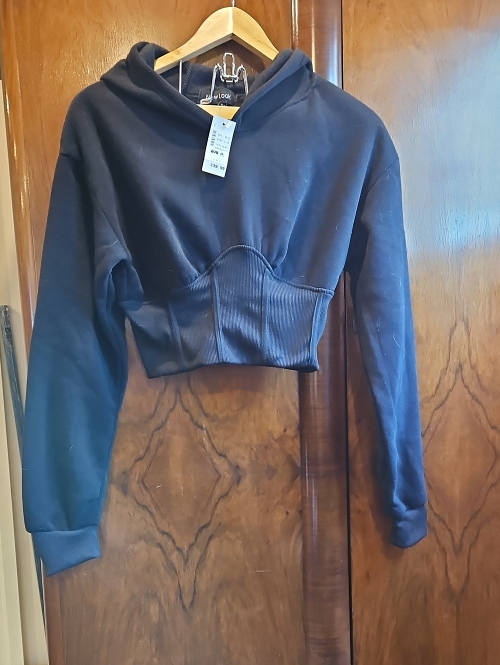 Women's New Look Navy Cropped Hoodie - Size M